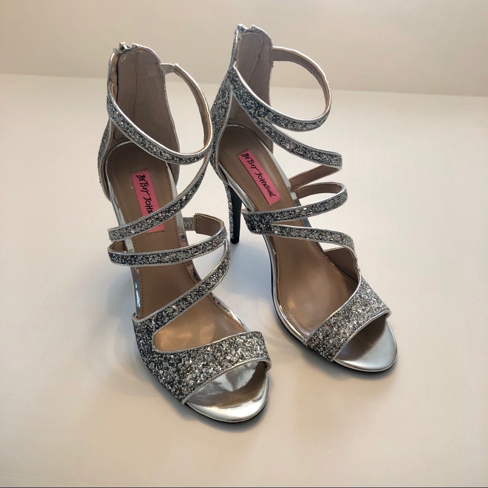 Betsey Johnson Izzy Silver Glitter Heels